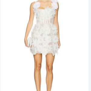 Bronx and Banco White Rosalie Floral Appliqué Mini Dress - Small